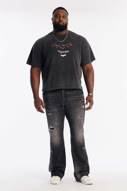 Oversized Joker Anarchy Short Sleeve Fleece Tee - Black Wash