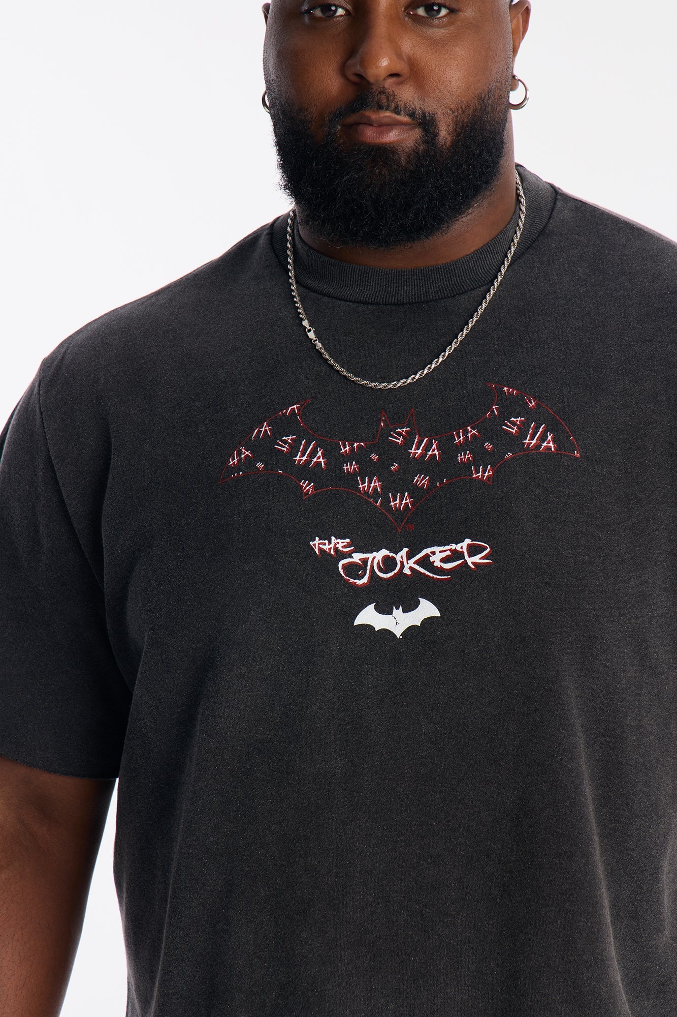 Oversized Joker Anarchy Short Sleeve Fleece Tee - Black Wash