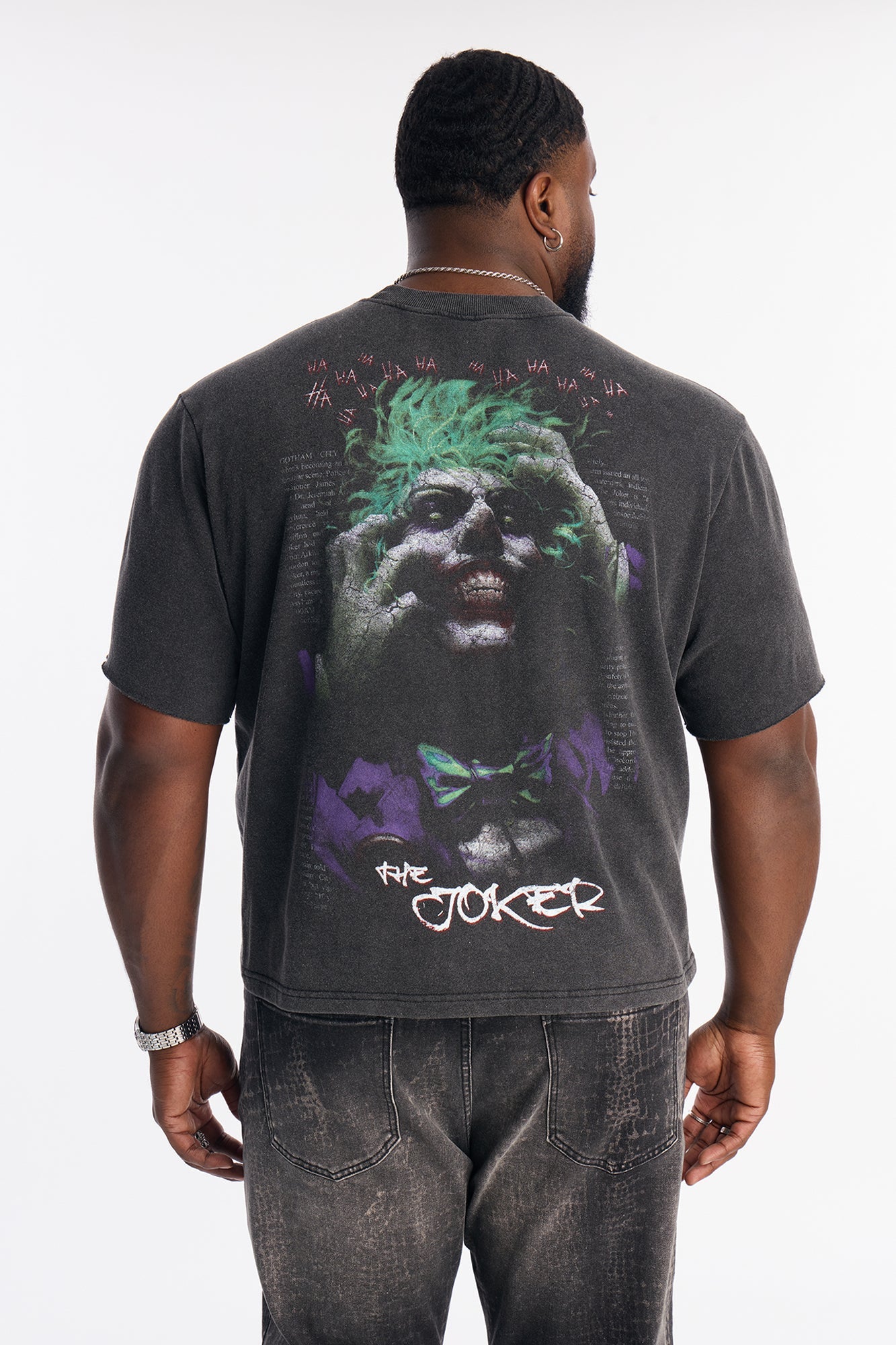 Oversized Joker Anarchy Short Sleeve Fleece Tee - Black Wash