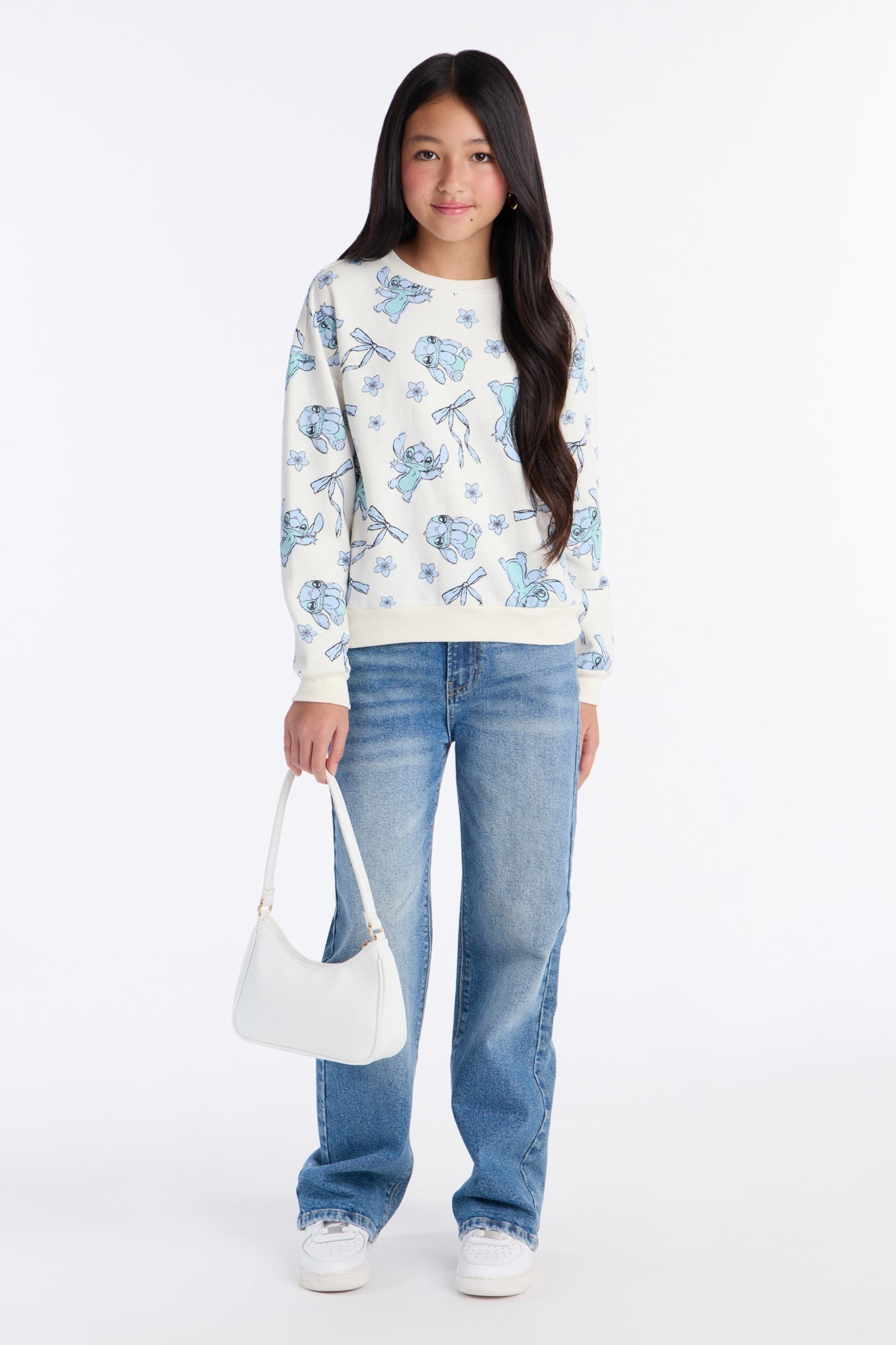 Mini Stitch And Bows Crew Neck - Off White