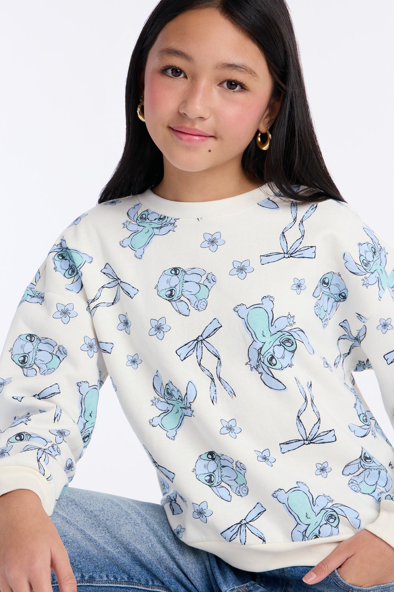 Mini Stitch And Bows Crew Neck - Off White