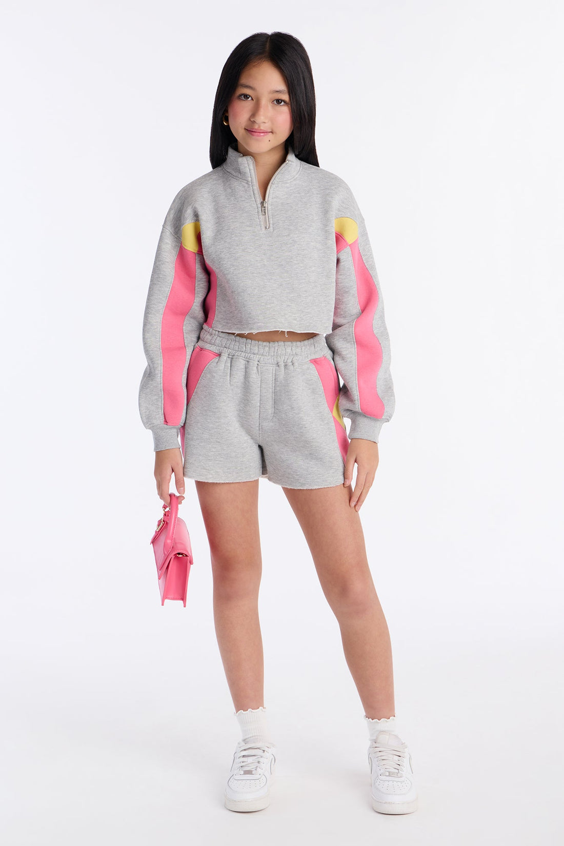 Mini At The Finish Line Short Set - Heather/Combo