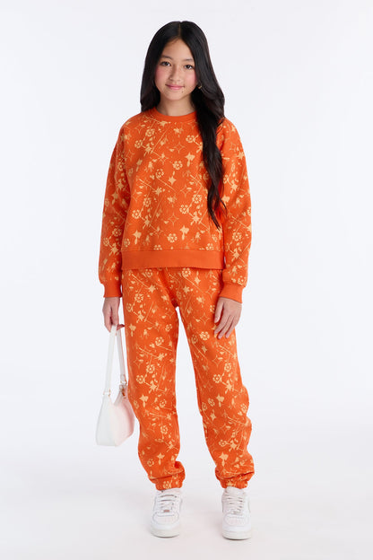 Mini Signature Moves Fleece Jogger Set - Orange