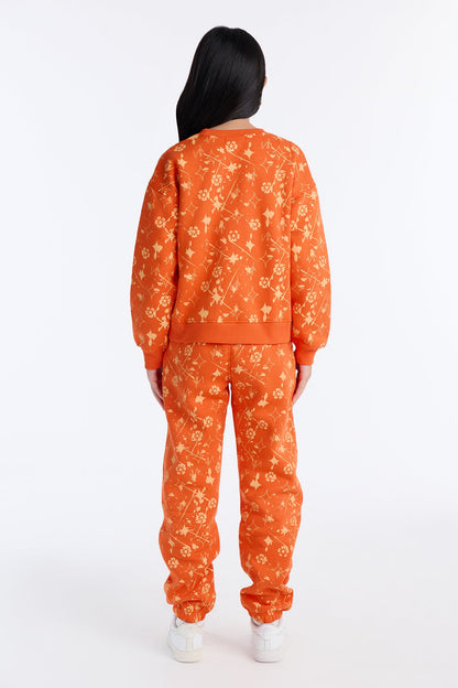 Mini Signature Moves Fleece Jogger Set - Orange