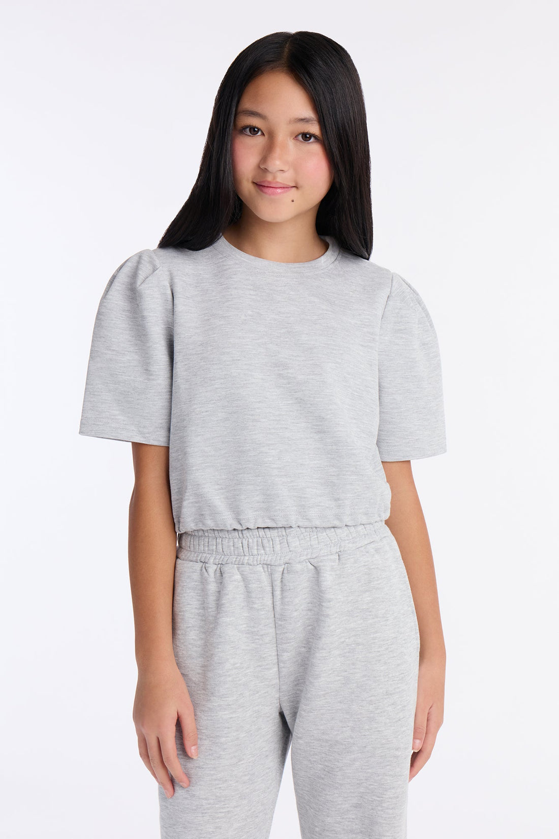 Mini Audrey Fleece Pant Set - Heather Grey