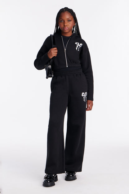 Mini Coquette Season Fleece Hoodie - Black