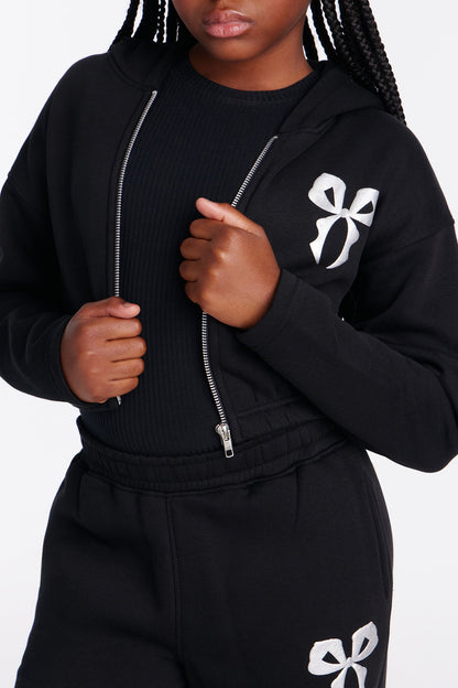 Mini Coquette Season Fleece Hoodie - Black