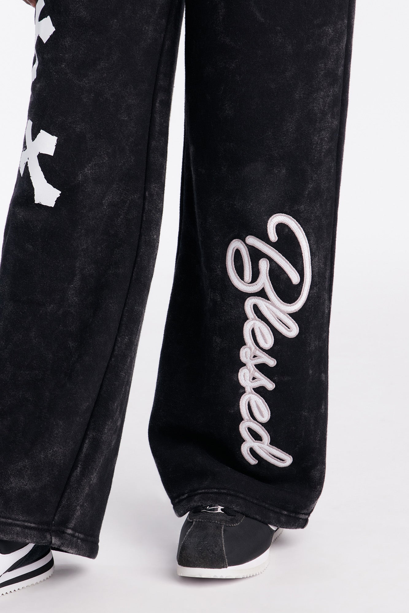 Mini Stay Blessed Washed Fleece Pants - Black Wash