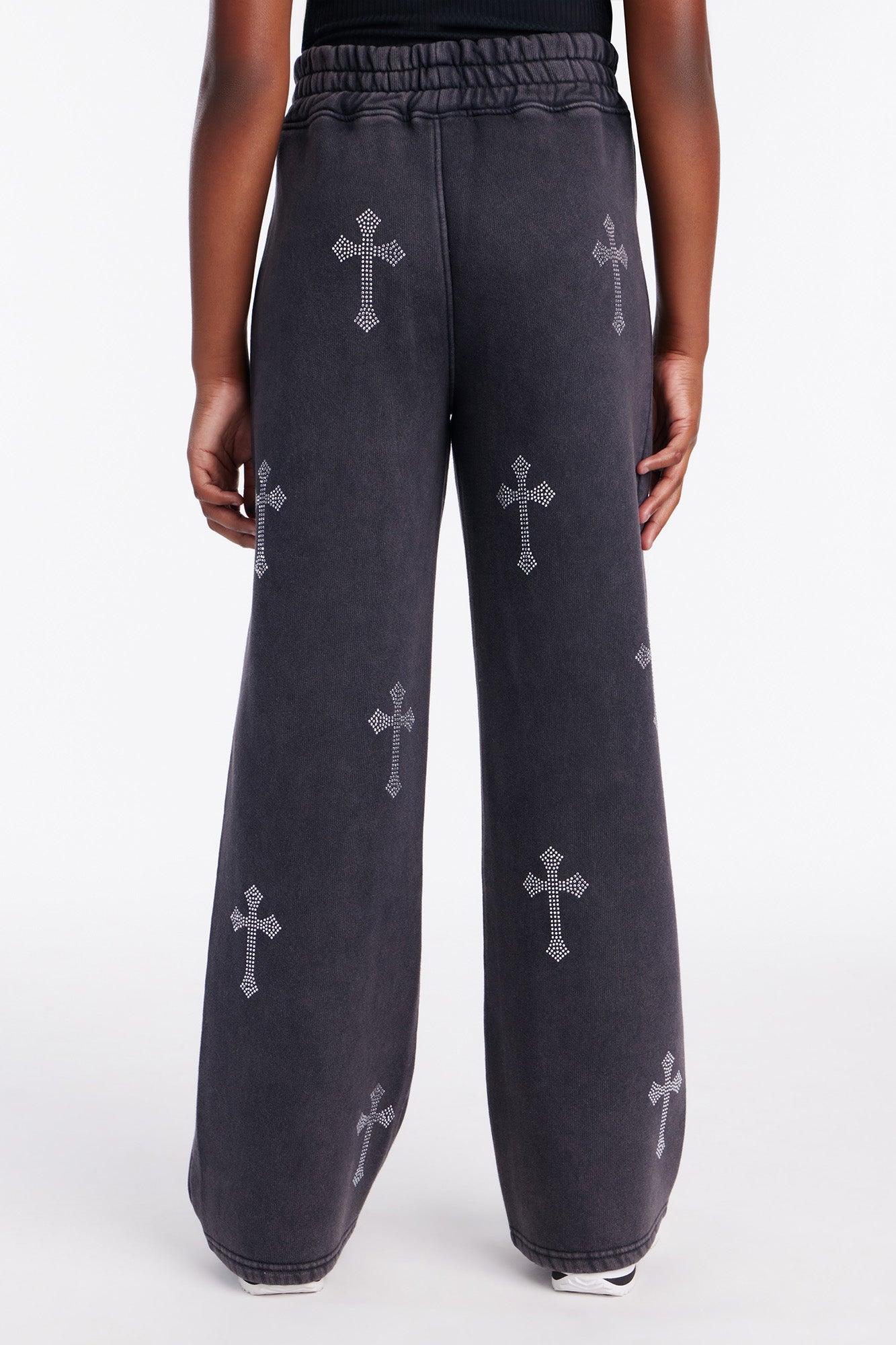 Mini Sunday Rhinestone Washed Wide Leg Pant - Black Wash