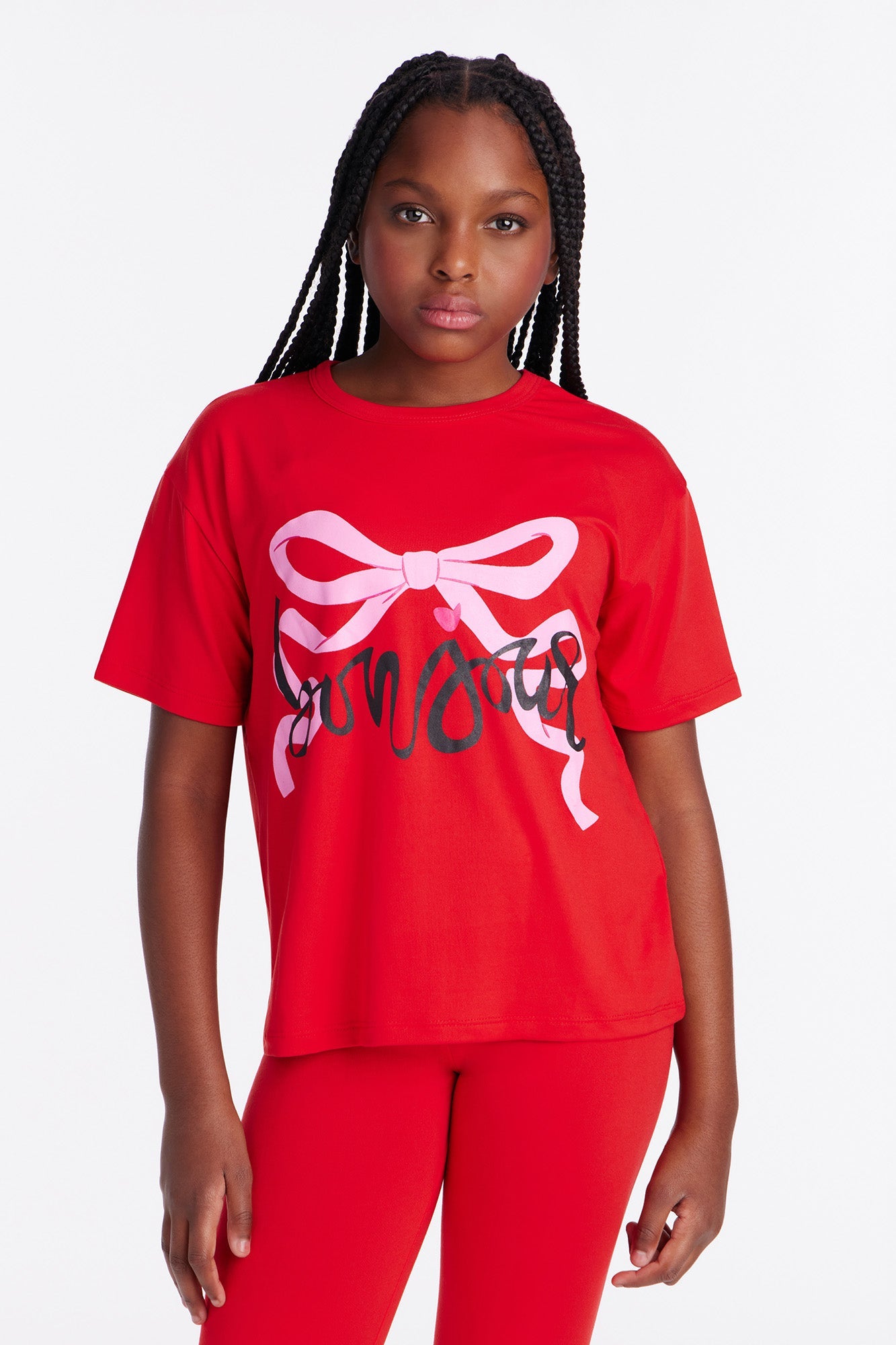 Mini Bonjour Bows Legging Set - Red