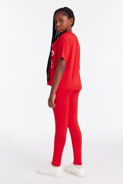 Mini Bonjour Bows Legging Set - Red