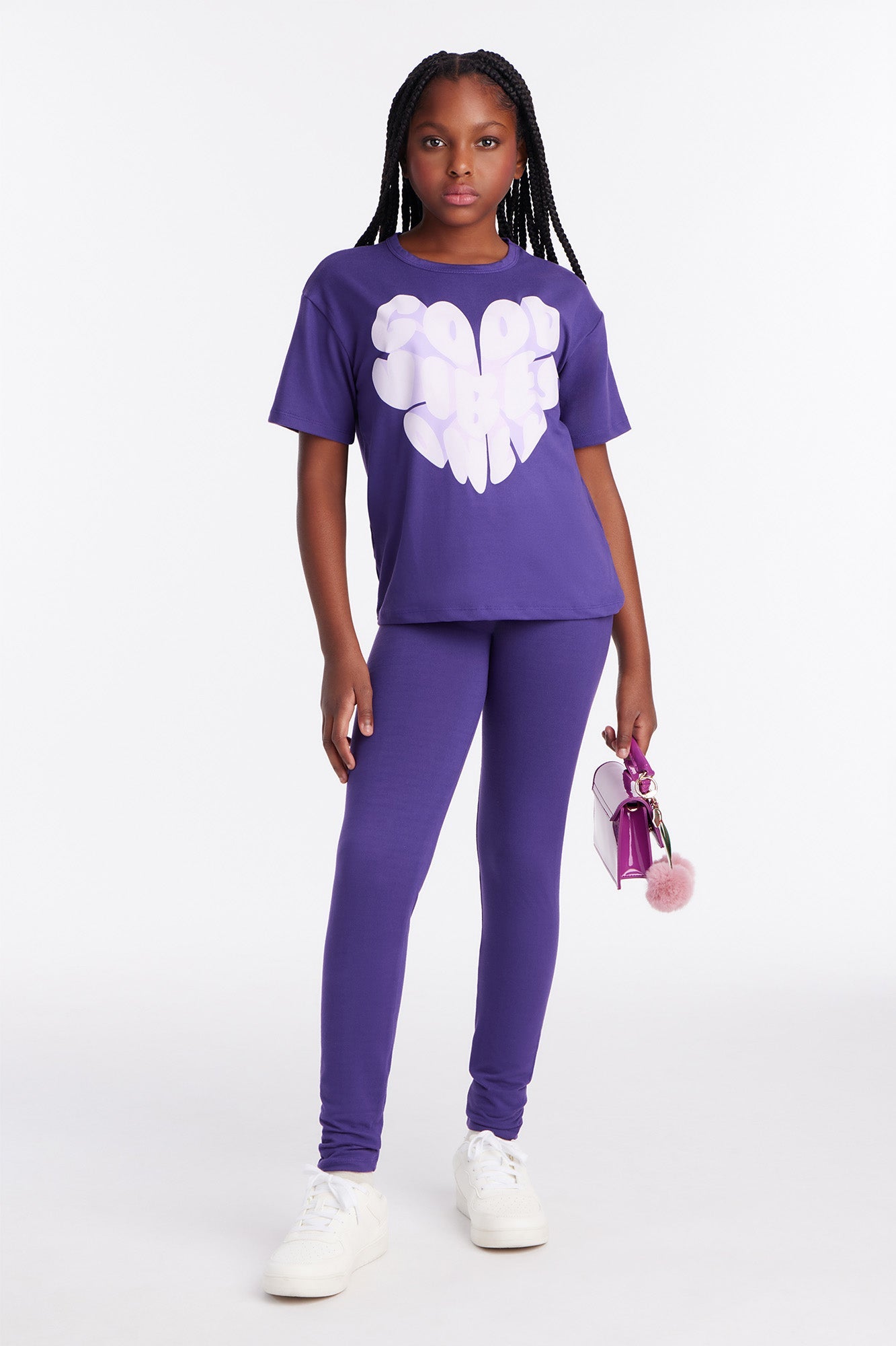 Mini Good Vibes Only Legging Set - Purple