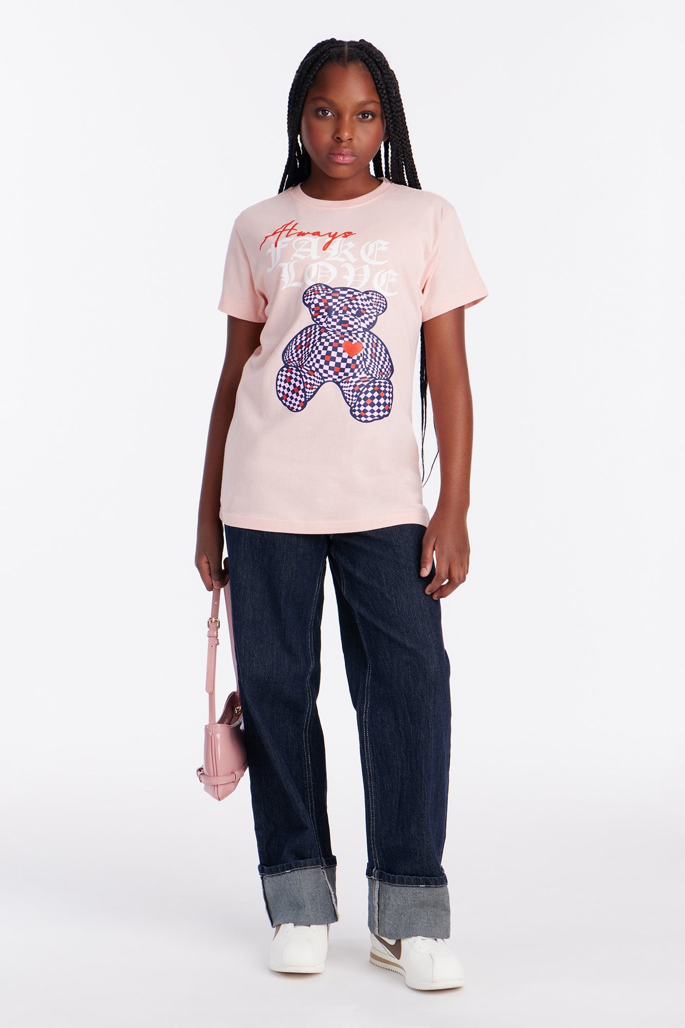 Mini Always Fake Love Short Sleeve Tee - Pink