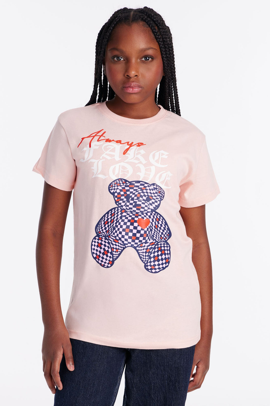 Mini Always Fake Love Short Sleeve Tee - Pink