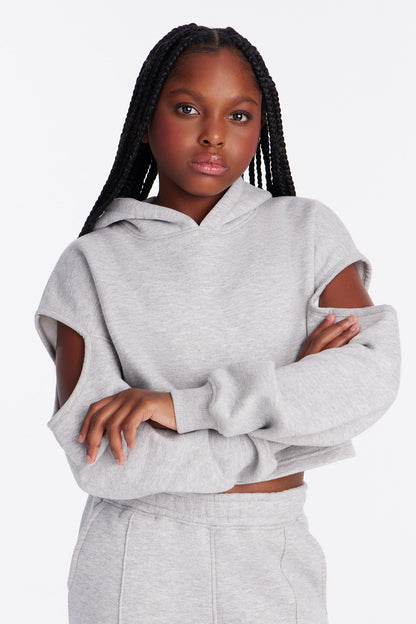 Mini Daily Routine Fleece Pant Set - Heather Grey