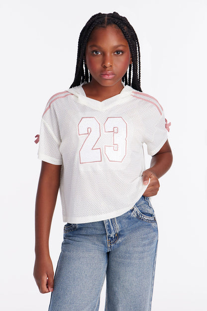 Mini Good Sport Short Sleeve Hoodie - White