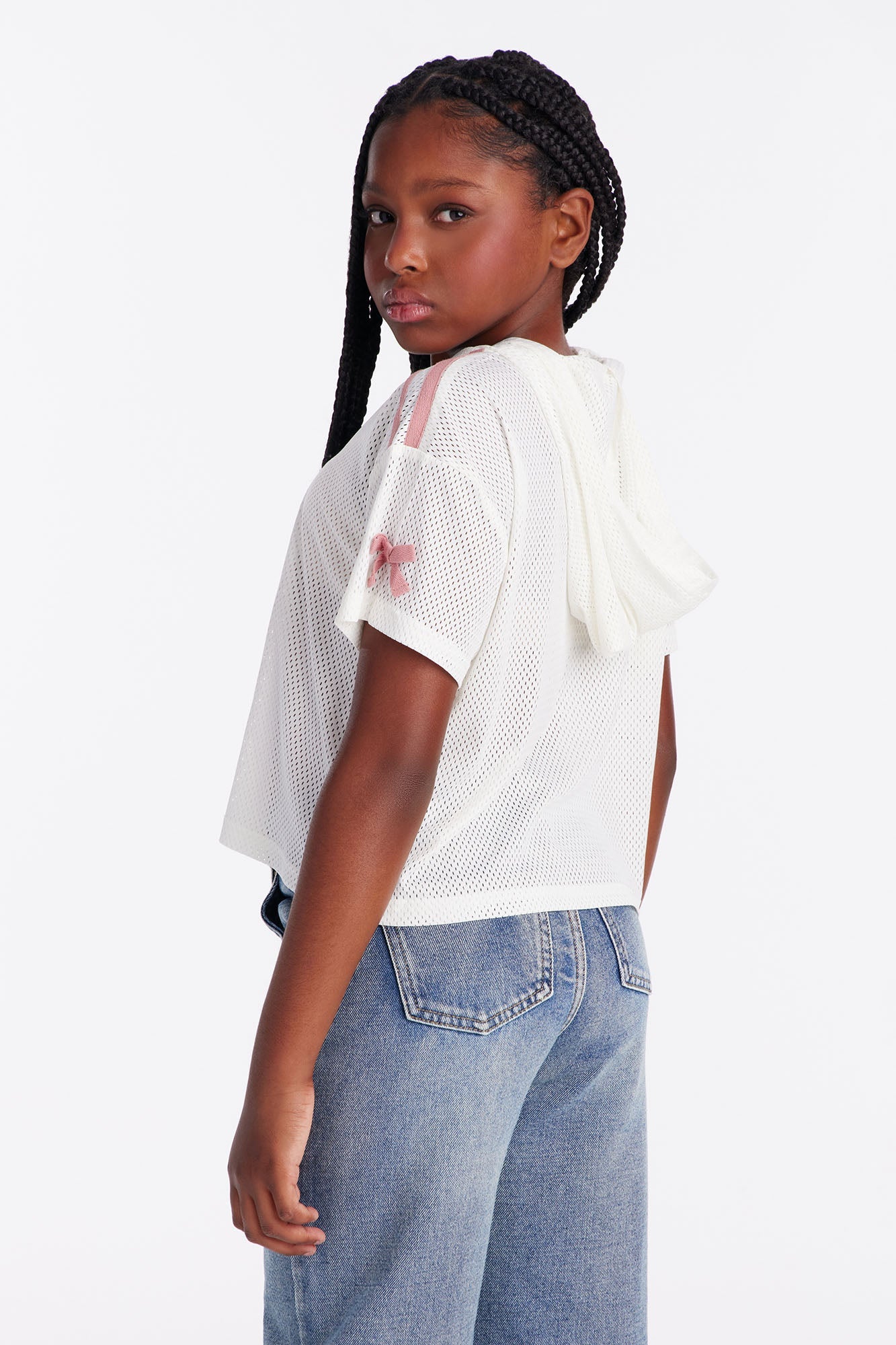 Mini Good Sport Short Sleeve Hoodie - White