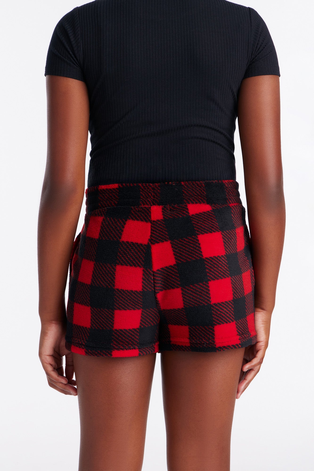 Mini Always Cozy Plush Shorts - Red/Black