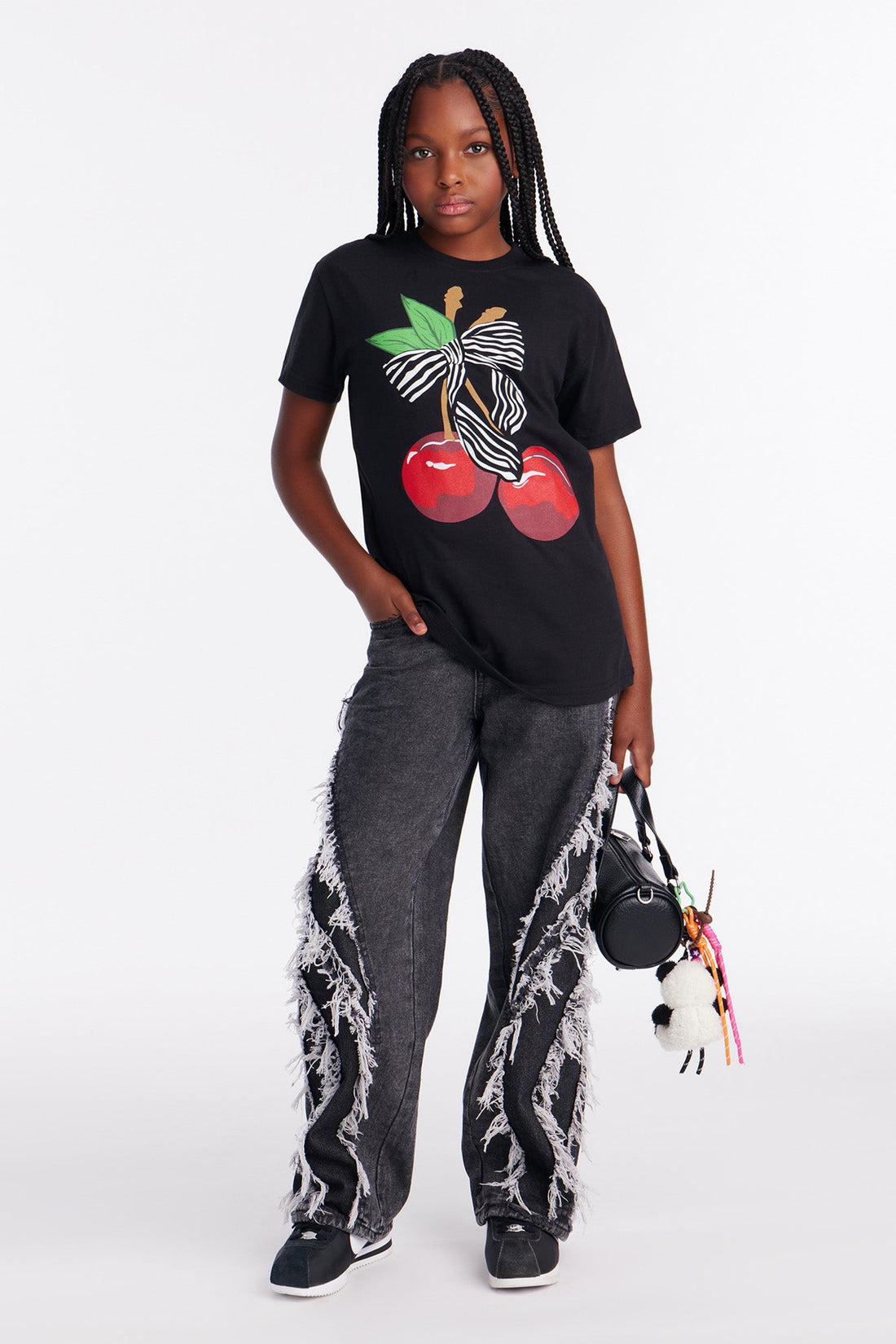 Mini Sweet Cherries Short Sleeve Tee - Black
