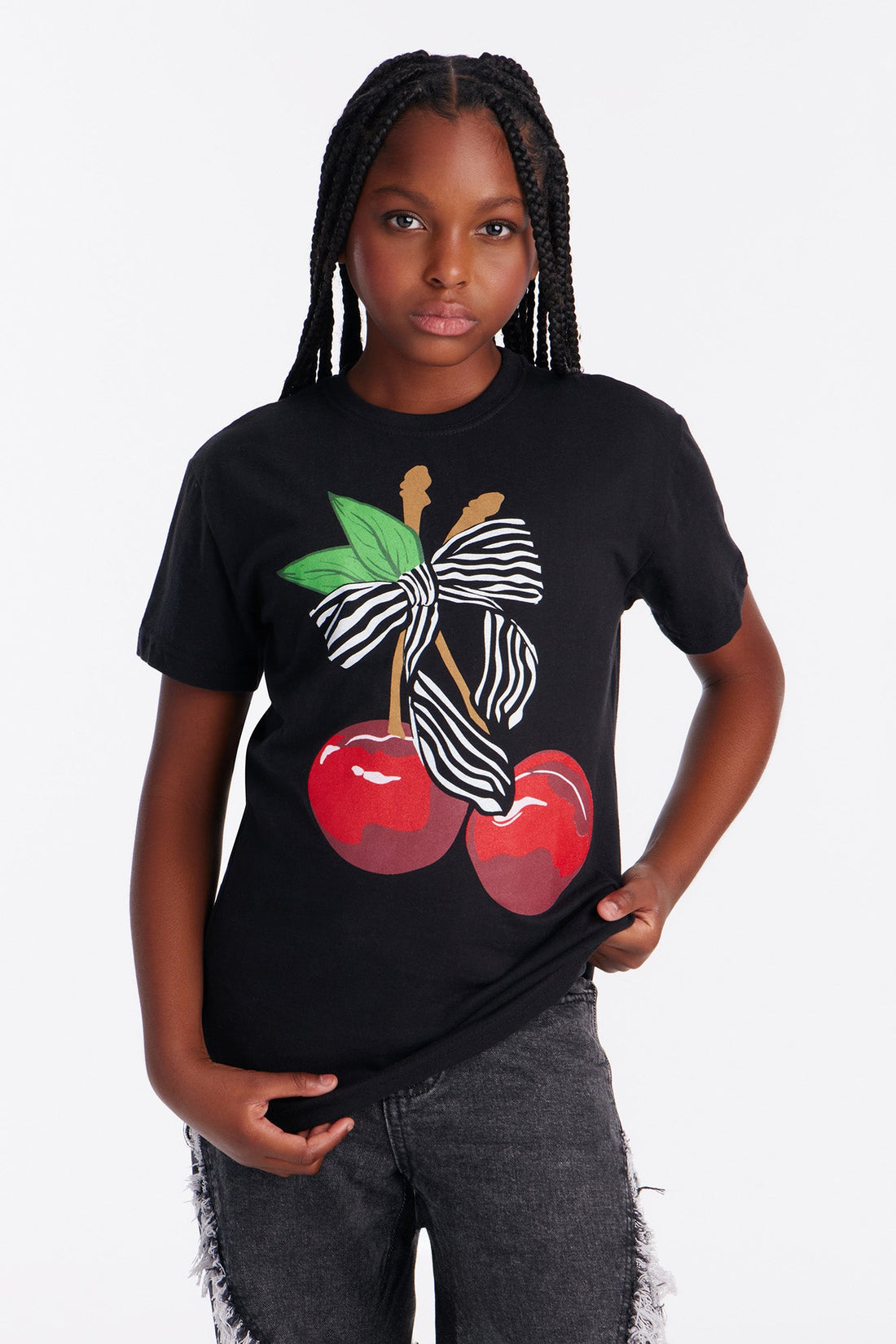 Mini Sweet Cherries Short Sleeve Tee - Black