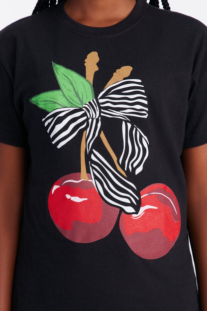 Mini Sweet Cherries Short Sleeve Tee - Black