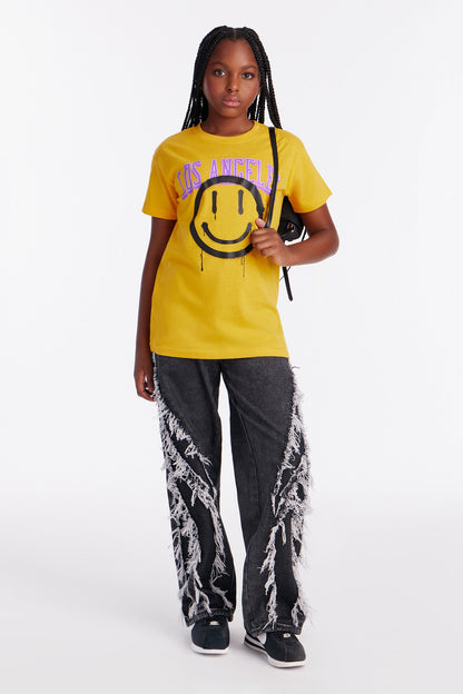 Mini Smiles From Los Angeles Short Sleeve Tee - Yellow
