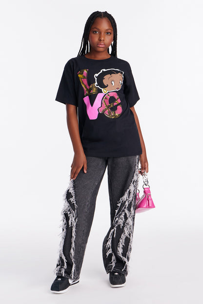 Mini Love Betty Boop Short Sleeve Tee - Black