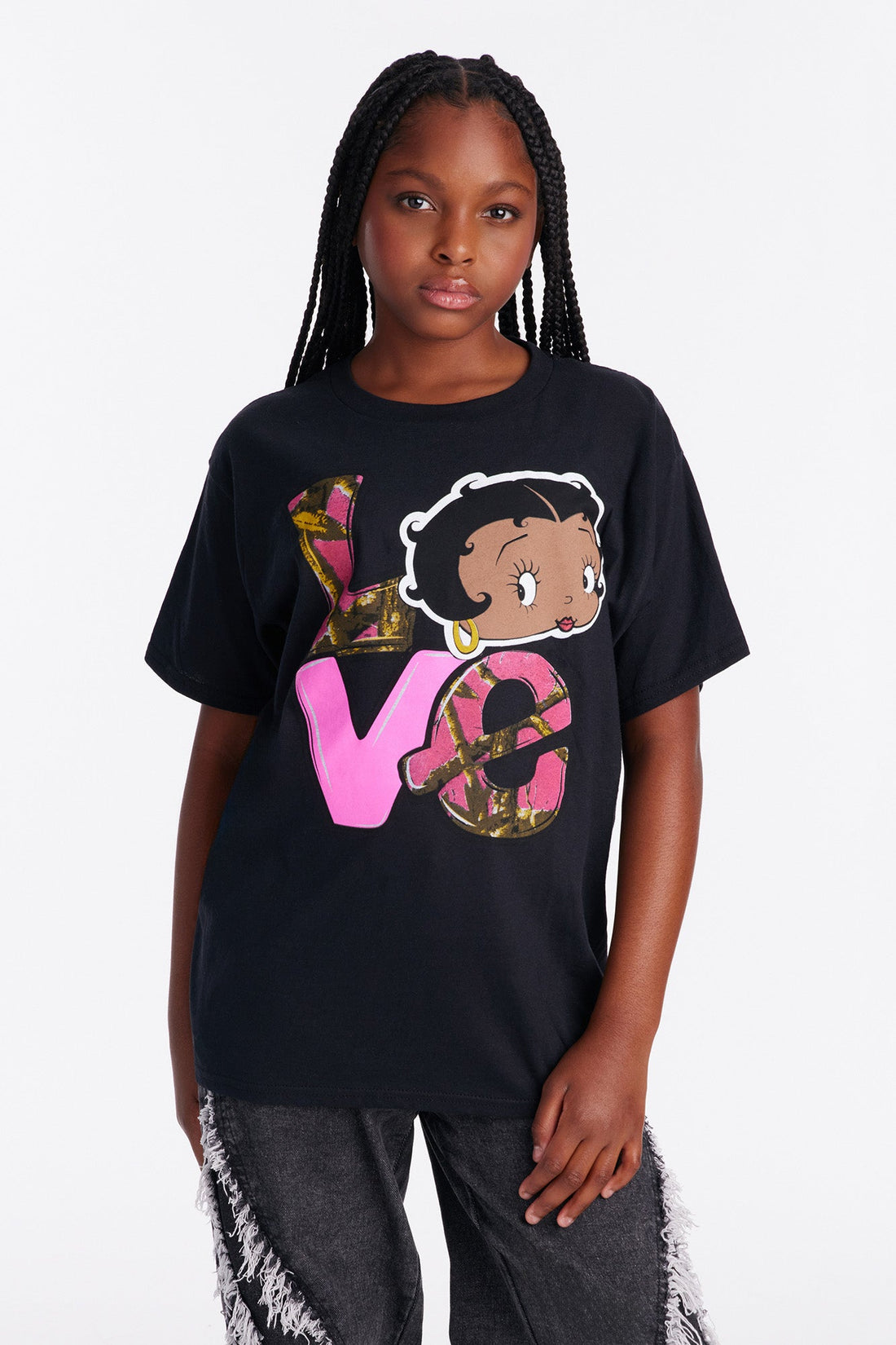 Mini Love Betty Boop Short Sleeve Tee - Black