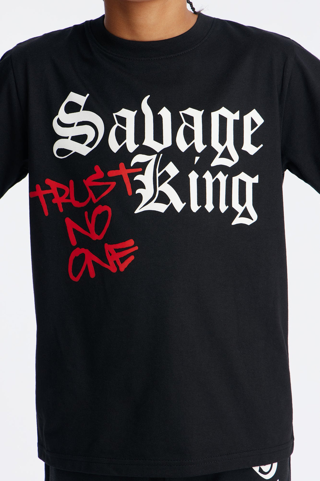 Mini The Most Savage King Fleece Short Set - Black