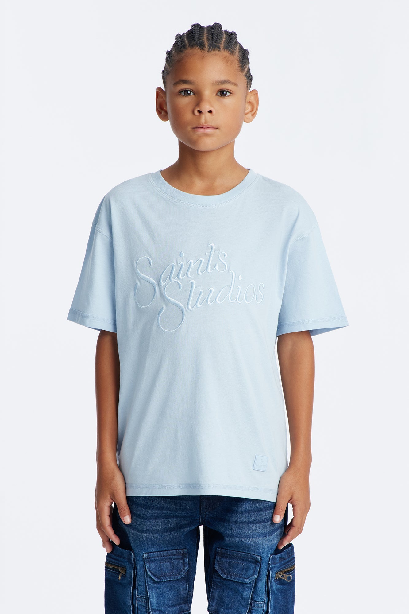 Mini Saints Studios Short Sleeve Tee - Dusty Blue