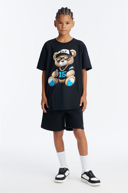 Mini Detroit Bear Short Sleeve Tee - Black