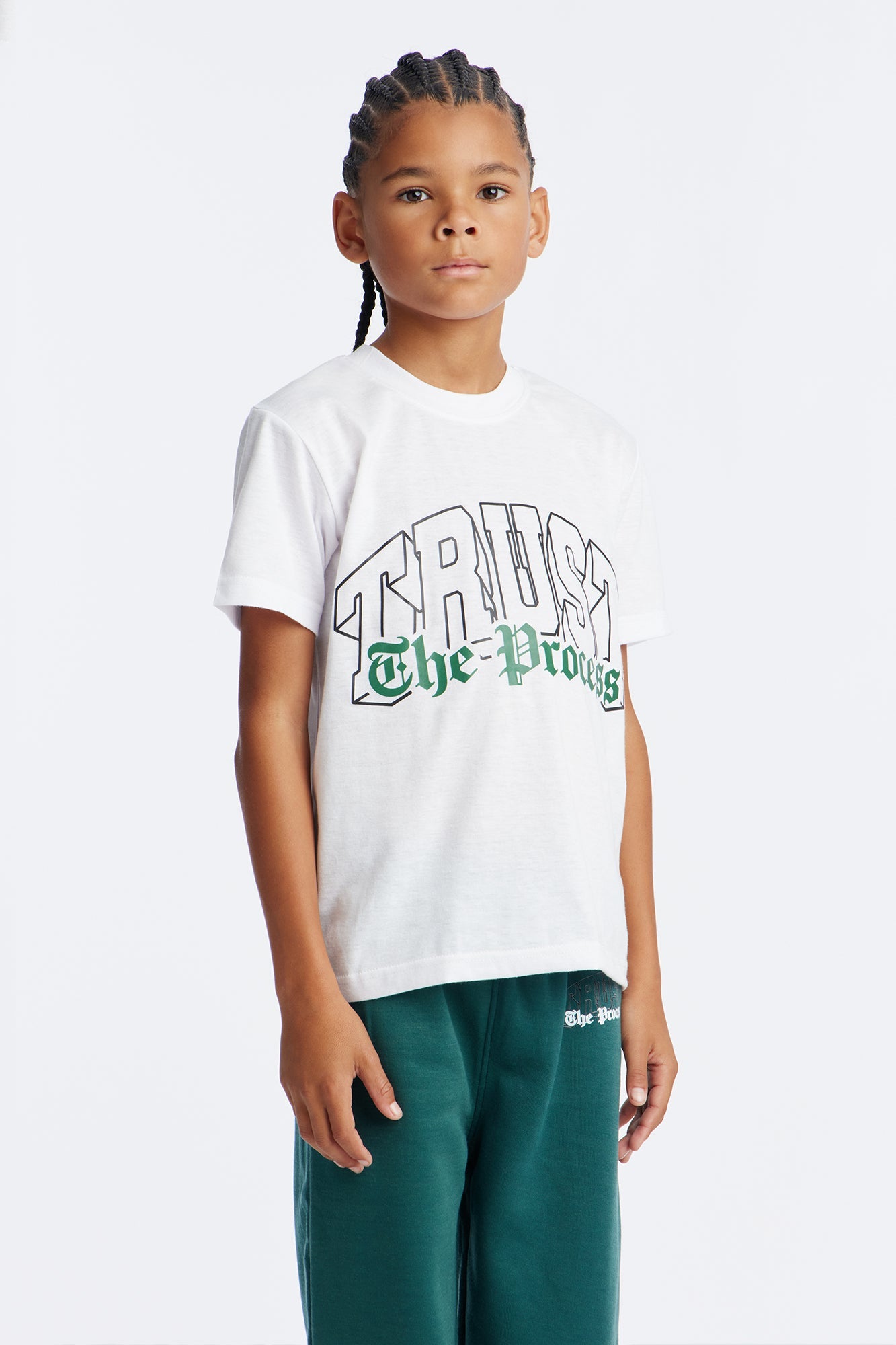 Mini Trust The Process Jogger Pant Set - White/combo