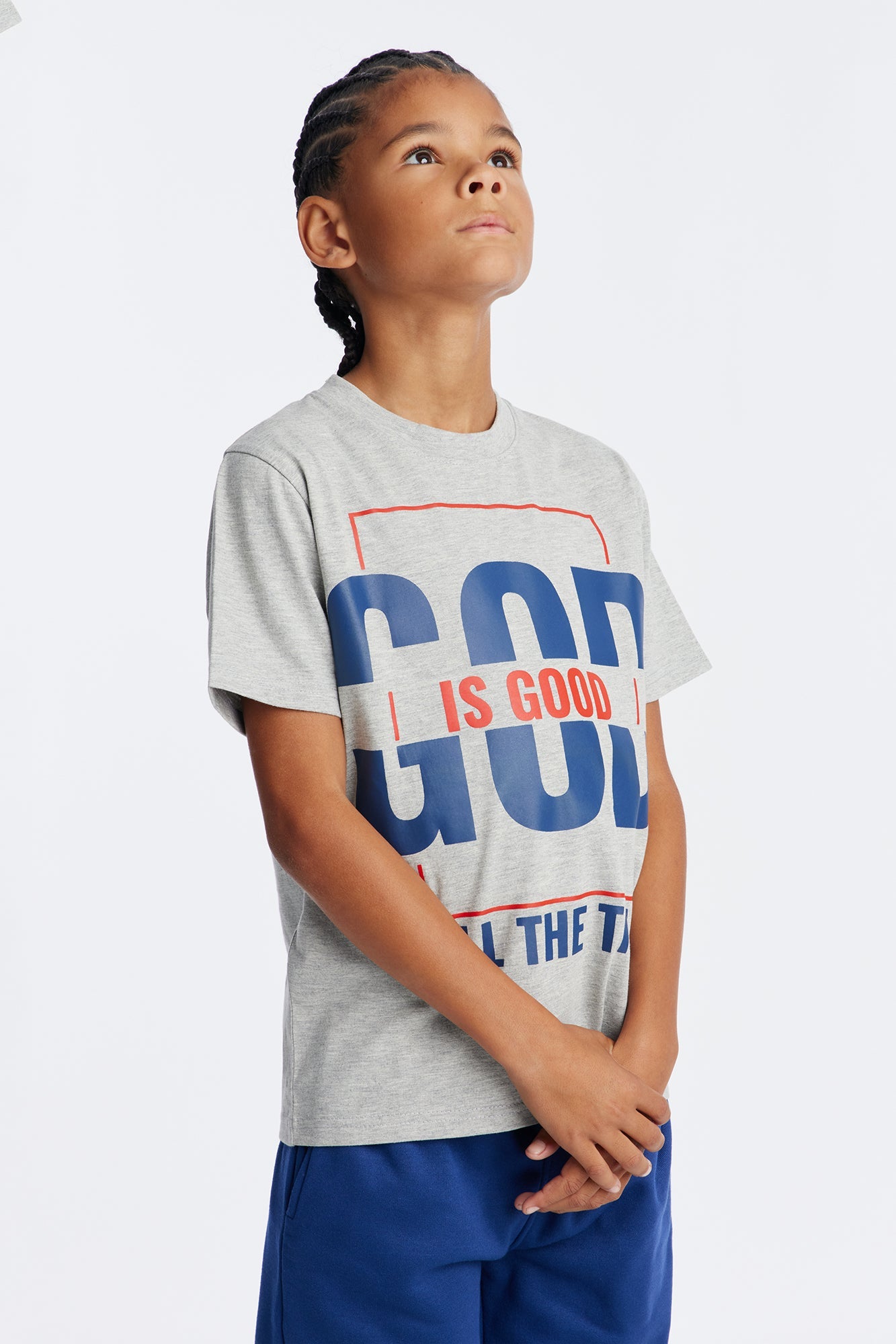 Mini God Is Good All The Time Fleece Short Set - Heather/Combo