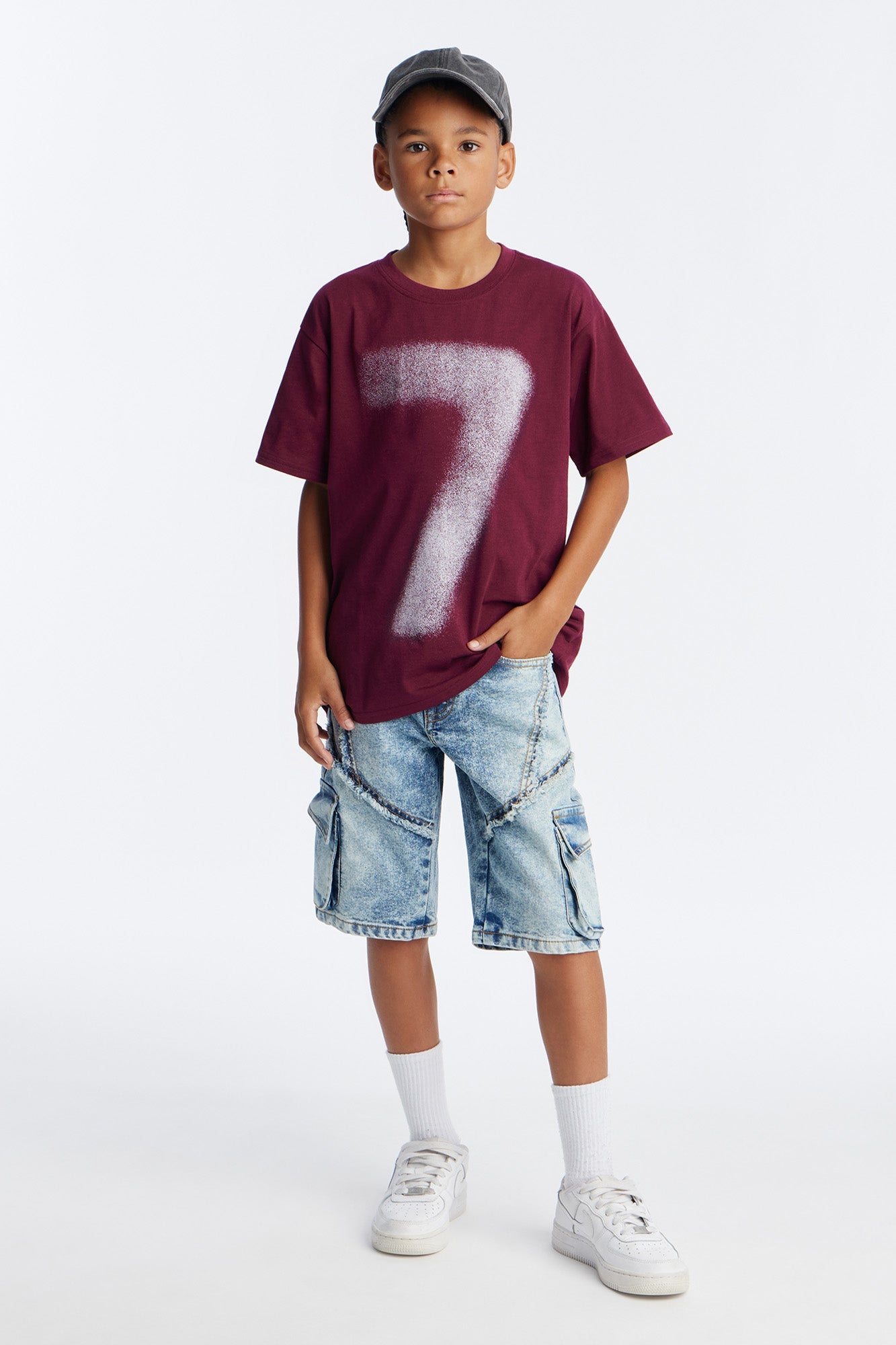 Mini Zone 7 Oversized Short Sleeve Tee - Burgundy