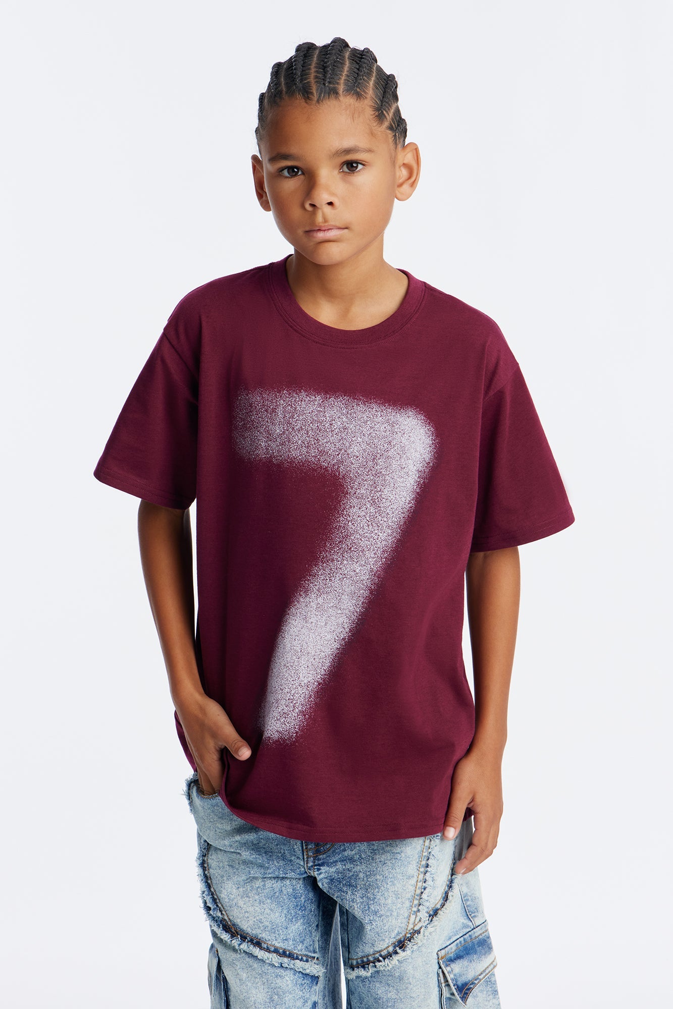 Mini Zone 7 Oversized Short Sleeve Tee - Burgundy