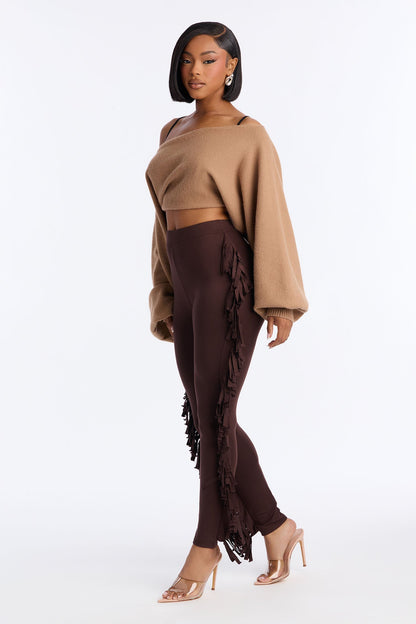 Shake It Like a Fringe Shaker Legging - Dark Brown