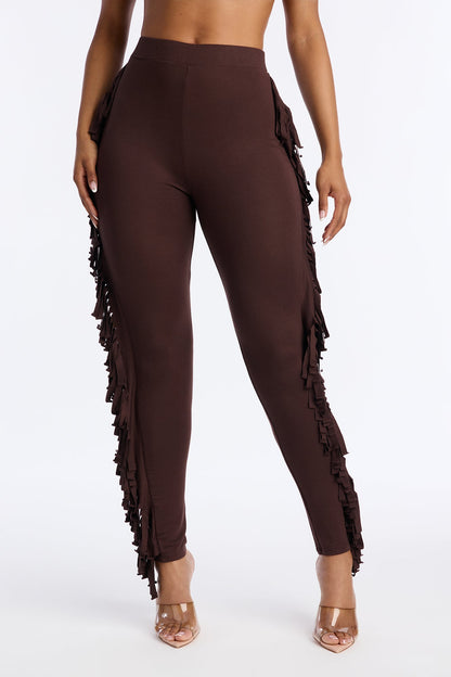 Shake It Like a Fringe Shaker Legging - Dark Brown