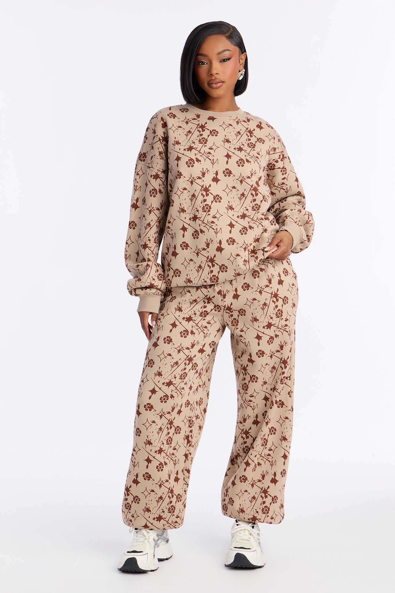 Signature Moves Fleece Jogger Set - Stone