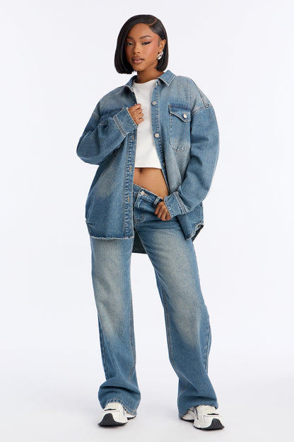 Luna Denim Shacket - Vintage Wash