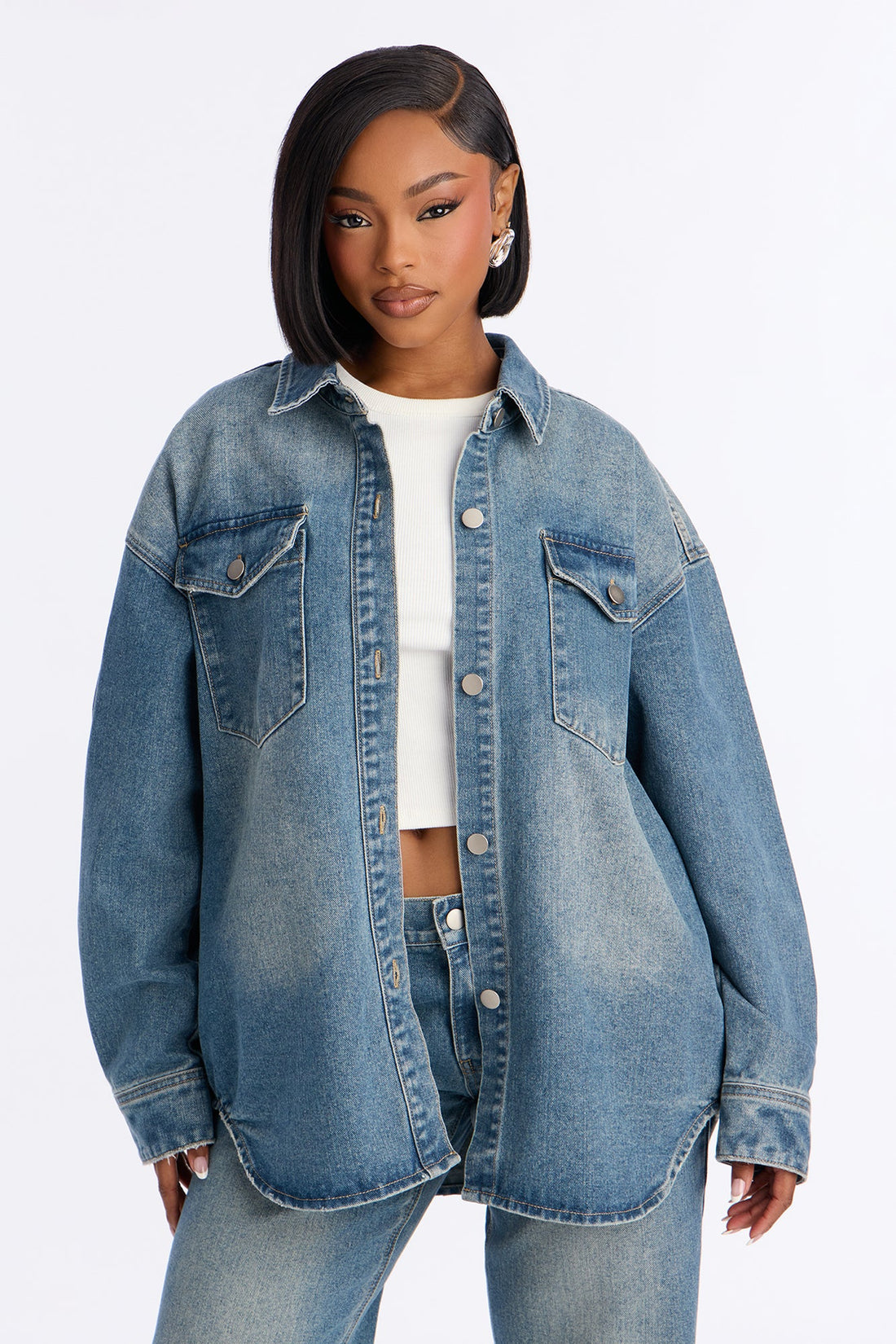 Luna Denim Shacket - Vintage Wash
