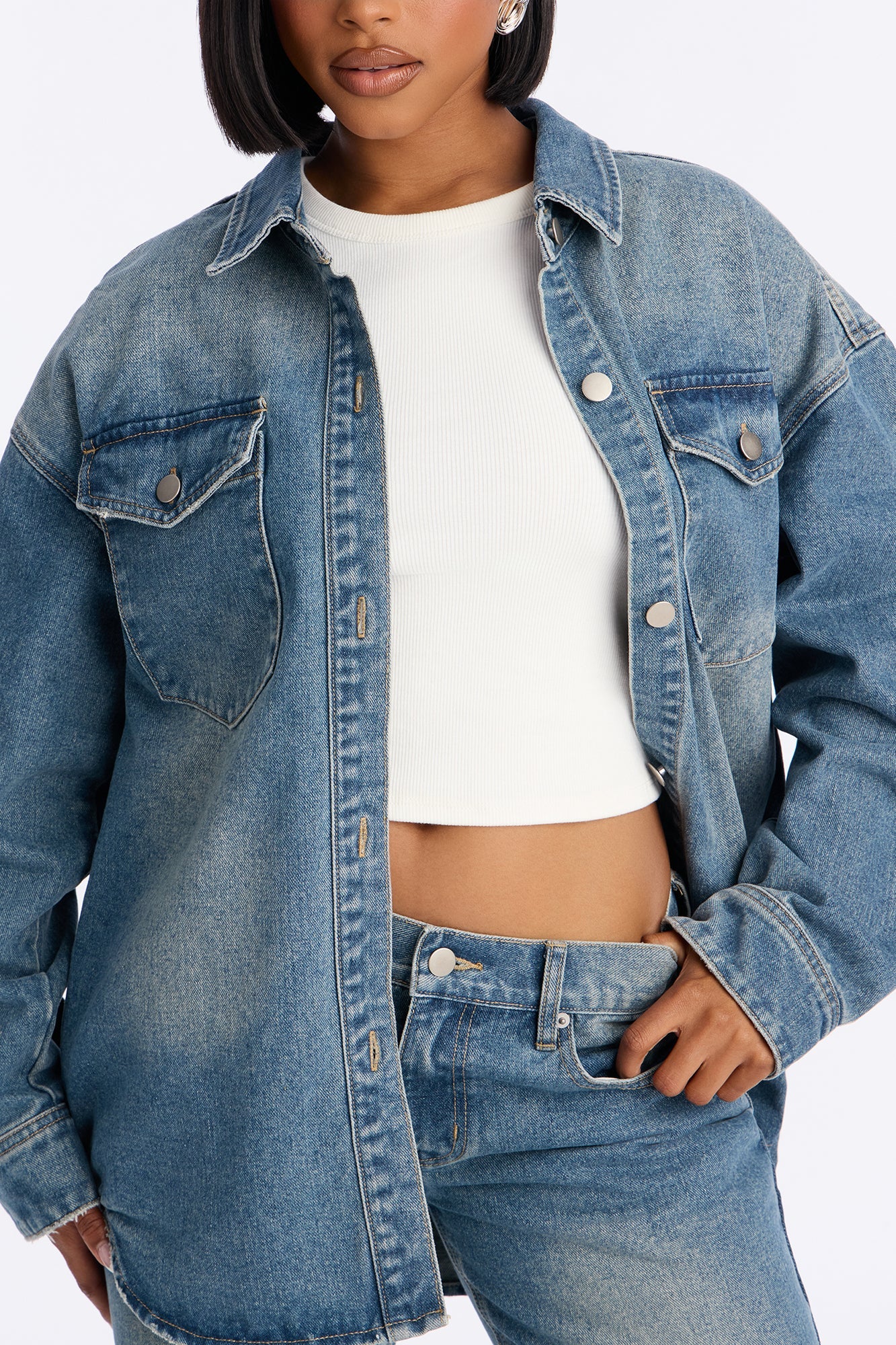 Luna Denim Shacket - Vintage Wash