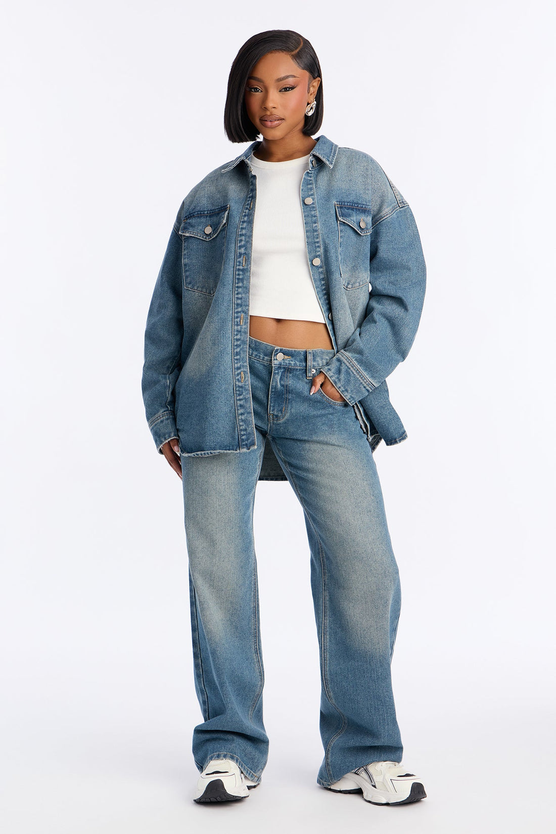Luna Non Stretch Wide Leg Jeans - Vintage Wash