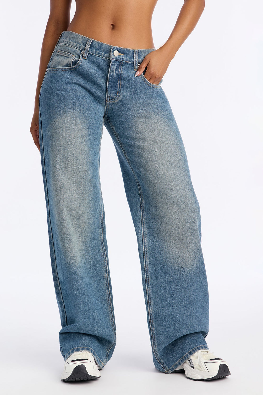 Luna Non Stretch Wide Leg Jeans - Vintage Wash