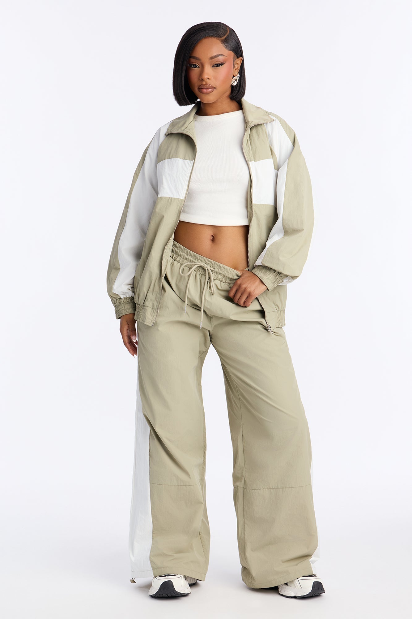 Off The Track Windbreaker Jogger Pant Set - Sage