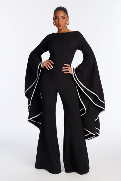 Tango Time Ruffle Flare Leg Jumpsuit - Black