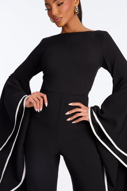 Tango Time Ruffle Flare Leg Jumpsuit - Black
