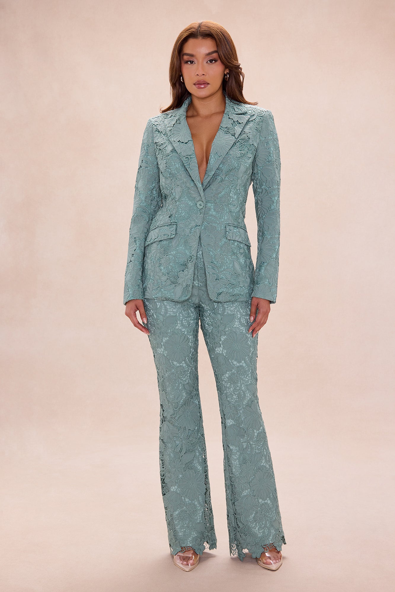 Zella Embroidered Blazer - Sage