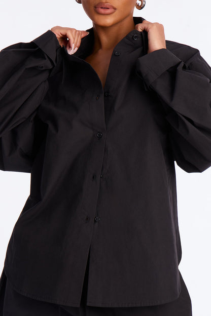 Charlize Button Down Jogger Pant Set - Black