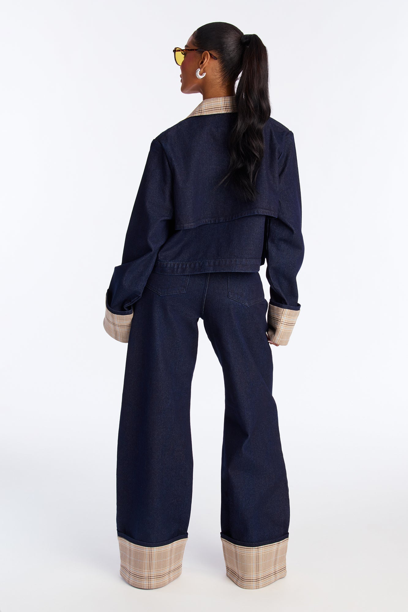 Well Read Gal Cuffed Wide Leg Jeans - Dark Wash