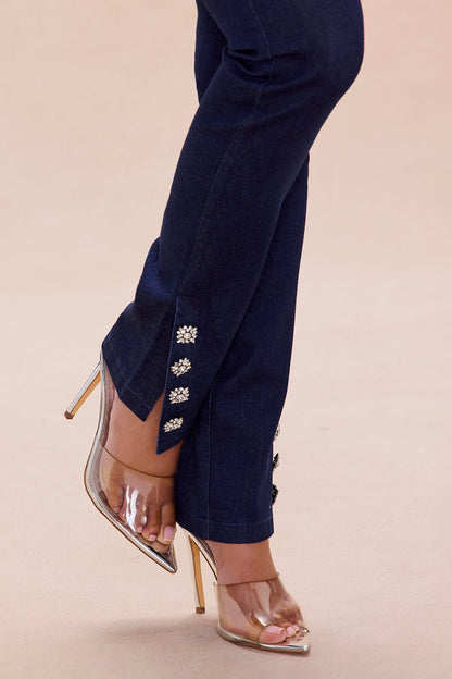 Shantel Denim Blazer Pant Set - Dark Denim